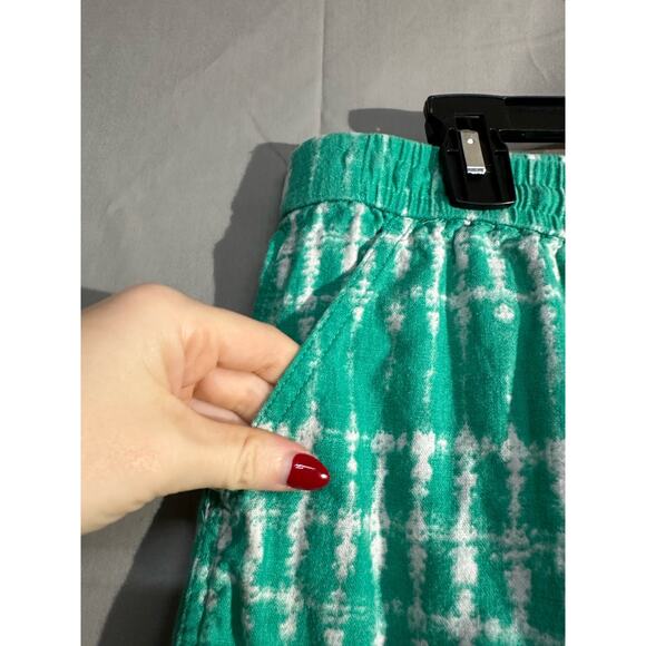 J Crew Shorts Womens Large Green Linen Tie Dye Comfy Beachy Boho Casual Pockets - Picture 7 of 10
